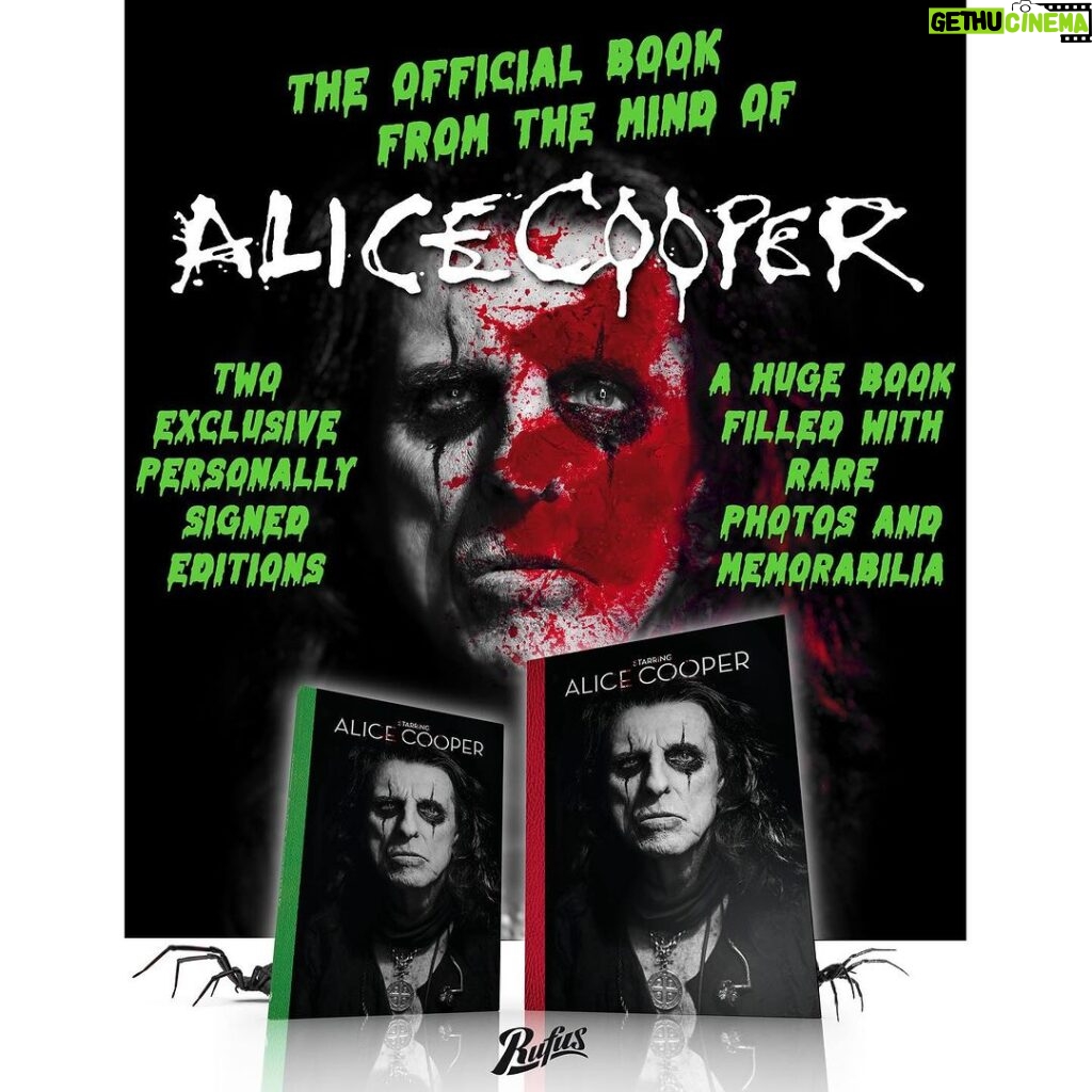 Alice Cooper Instagram - ‘Starring Alice Cooper’ The brand new official book from Rufus Publications is now available for preorder. All preorders save 10% when ordered before November 30th. The book comes in three editions including a deluxe version signed by Alice Cooper and limited to just 500 copies. Alice Cooper is a truly defining artist in the Rock pantheon who significantly shaped both the visual and musical landscape influencing countless other artists and selling over 50 million records along the way. This collection goes deep into the history books and celebrates the unique story of Alice featuring rare and unseen photographs from some of Rock’s must celebrated photographers. 👁️‍🗨️Link in bio👁️‍🗨️ #rufuspublications #alicecooper #photobook #schoolsout #rock 📸’s: 1 - Kyler Clark, 2 & 4 - Ross Halfin, 3 - Glen La Ferman, 5 - Keystone Press. All ©️To the owners. All rights reserved