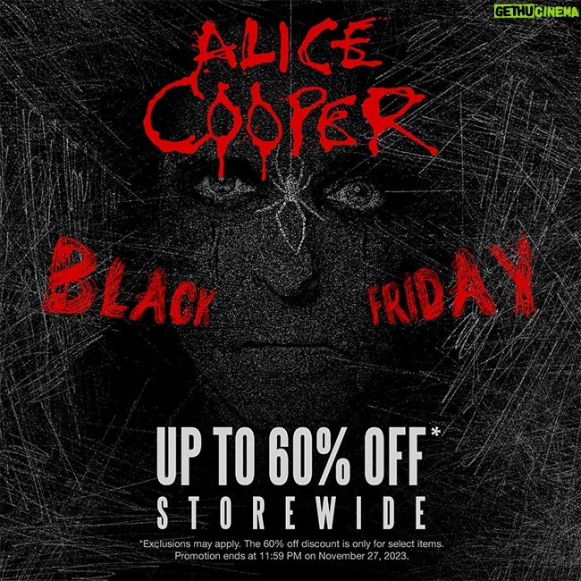 Alice Cooper Instagram - The holidays are here Sick Things. Score up to 60% off storewide this Black Friday, don't say I didn't warn you.