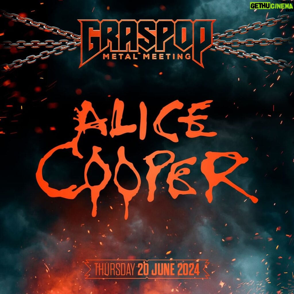 Alice Cooper Instagram - It's time Belgium. You know it's all about the show. And we kill it wherever we go 20 June - Graspop Tickets on sale 25 of November. 🎟️: https://www.graspop.be/en/tickets