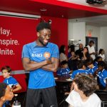 Alphonso Davies Instagram - Chatting ⚽️ with the next generation of talent after a day with @bmocanada love seeing their hype for the game. #BMOGrowTheGame #BMOPartner