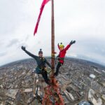 Amanda Holden Instagram - Flying the flag for @globals_make_some_noise on top on #blackpooltower…honestly the most terrifying thing I’ve ever done but I learnt I’m the first member of the Public to ever climb THAT high! What a start to the week😂#monday