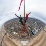 Amanda Holden Instagram - Flying the flag for @globals_make_some_noise on top on #blackpooltower…honestly the most terrifying thing I’ve ever done but I learnt I’m the first member of the Public to ever climb THAT high! What a start to the week😂#monday