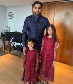 Amir Khan Instagram - Celebrating 10 years today🥂 
It ain’t easy looking after me 🤪 so a big thank you to my wife @faryalmakhdoom for everything. 
Happy 10th anniversary 😘