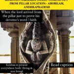 Anagha Bhosale Instagram - Hiranyakashipu challenged Prahlad asked where his Narayana can be found. Prahlad replied “My Vishnu is omnipresent and there is not a single place Narayana is not found”. The King was furious and got up from his throne and asked Prahlad “Can you show me your Vishnu in this pillar as well?” Prahlad said “Yes, He is!” The King hit the pillar strongly with his mace. With a thundering sound the pillar cracked and Lord Vishnu appeared in the form of Lord Narasimha – the half man half lion form. The furious Narasimha grabbed Hiranyakasipu, pulled him to his lap and tore open his body with his claws to kill the asura. Picture of Lord Narasimha Killing Hiranyakashipu, Prahlada nearby Lord Narasimha took this way to kill Hiranyakashipu so that Lord Brahma’s boon could not be offended. As Hiranyakashipu’s death wish and Brahma’s boon, Lord Narasimha was neither a man nor an animal, the time was twilight neither day nor night, he sat on the threshold of the room keeping the body of the Rakshas Hiranyakashipu on thighs, used his nails to kill the demon instead of astra or sasthra. After killing the demon Hiranyakashipu Lord Narasimha was furious and was pacified when his devotee Prahlad touched his feet. Prahlad was crowed as the next King by Lord Narasimha.