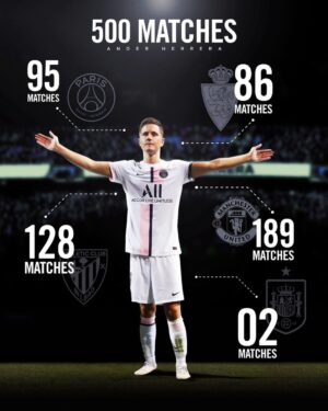 Ander Herrera Instagram - 500 official appearances, proud to have reached this milestone and looking forward to many more.