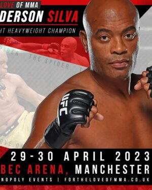 Anderson Silva Instagram - Looking forward to meeting all my fans on April
29-30 in Manchester U.K. with many other UFC stars at For the Love of MMA. I will be signing autographs and taking pictures with fans. See you there, grab your tickets at www.fortheloveofmma.co.uk