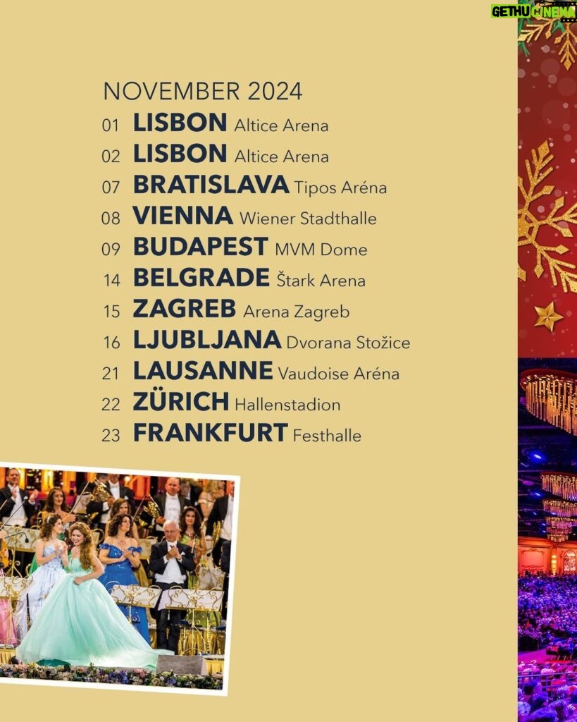 André Rieu Instagram - Over 70 concerts are already scheduled for this year. And more to come! 🌎✨ For tickets visit andrerieu.com (Link in bio)