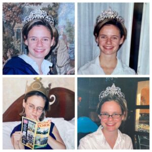 Andrea Barber Instagram - Today I turn 45. 🥳

Every year my mom takes a picture of me wearing the “birthday crown,” which is the same crown she wore the night she was crowned Prom Queen in high school - also coincidentally, the same night my dad proposed to her 60 years ago! 💍 

This is my first birthday without her. Today I’m filled with gratitude for her, this tradition she started 45 years ago, and all of these priceless pictures. What a gift! The last thing she gave me was this crown. I promised her I would solder the parts that have come loose and keep it safe forever. 💞👑

Thanks, Mom. I miss you. 💫