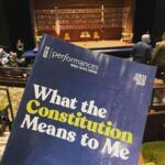Andrea Barber Instagram - “We all belong in the Preamble.” YES. Such an important and relevant play about the complexities of our rights. 🇺🇸 I may or may not have slept with my pocket Constitution tucked next to me. Thanks for being my date, @kimmoffat. Everyone go follow @werethepeopleorg and register to vote! 🗳 Mark Taper Forum