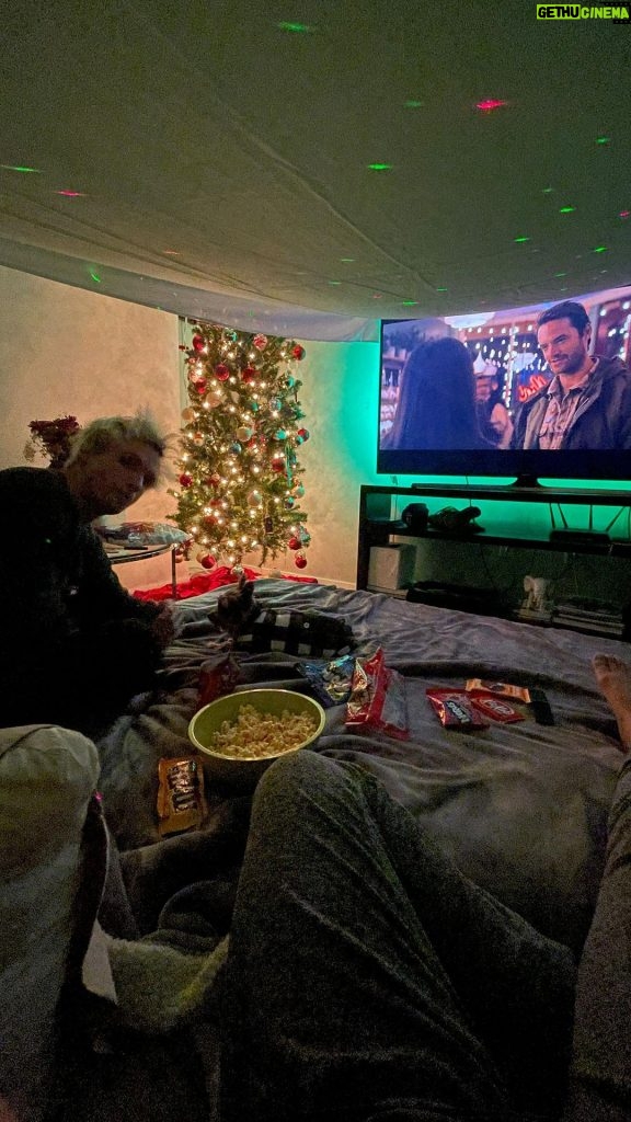 Andrea Russett Instagram - We take movie night very seriously. Check out #SomethingFromTiffanys out now on @PrimeVideo!!! Happy holidays y’all <3 #primevideocreator 🎄