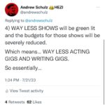 Andrew Schulz Instagram – Actors and Writers might be unknowingly striking themselves out of jobs.

Just a hunch 🤷‍♂️. What y’all think?