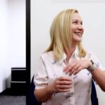 Angela Kinsey Instagram - Ooooh you know I love a blooper reel! Btw that truck was really hard to climb into! (Short people problems!) Thanks again to the @broncos , Peyton and Miles for such a fun day in Colorado at the Broncos training facility! 🧡💙 (and yes that’s my husband living his best life doing PARKOUR with Miles! More in my stories from our day with the Broncos.)