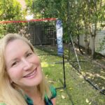 Angela Kinsey Instagram - If you need a net, just stop by my front yard. 😬#basketball #badminton #volleyball #soccer #softball #andsomerandomnetJoshsetuptoprotectmyplantsfromalltheballs!!!