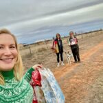 Angela Kinsey Instagram - So happy to be on our family farm! 1-Walking from my sister’s house to my Mom’s house to exchange Christmas gifts. 2-Tree kitty & Cade 3-The kids & the Labs! 4-Christmas tree napkins made by my Mom 5-Evening walk with Josh in the back pasture 6-Me & Caroline the cow dog 7-Sunset from Mom’s front porch. ❤️