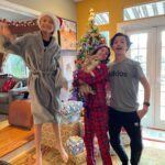 Angela Kinsey Instagram - I hope you all are having a wonderful holiday! Here are a few of my family Christmas traditions… 1- my Dad bought Isabel this big Santa when she was little. I miss my Dad so much and I love that there are still mementos of him at Christmas time. 2- Every year I make the kids jump in front of the tree. 😂 3- Josh finds something he says is “mistletoe” for a Christmas smooch! 😘(Btw thanks to Grams & Gramps for that big popcorn machine! The kids flipped out! We are ready for a movie night party!) #merrychristmas ❤️🎄