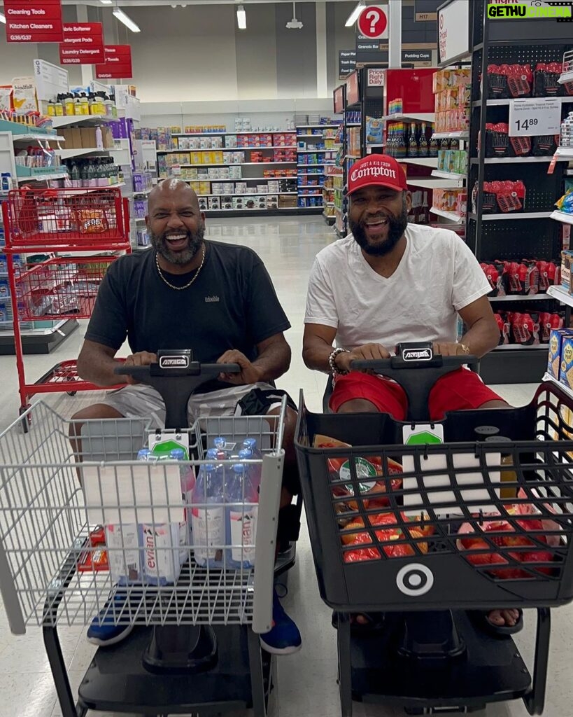 Anthony Anderson Instagram - When you and your best friend @1ton88 aka #skinnyboy get your #aarp cards in the mail and you meet at @target to get prune juice and soft veggies for dinner. #justakidfromcompton #huskyandhandsome #acbarbeque