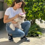 Aseel Omran Instagram - أعرفكم على الفرد الجديد … كوكِي المرجوجة 😂😍🐕