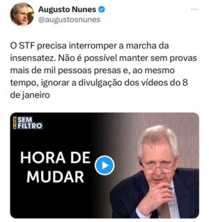 Augusto Nunes Instagram - Link para o vídeo completo nos stories.

#stf #8dejaneiro