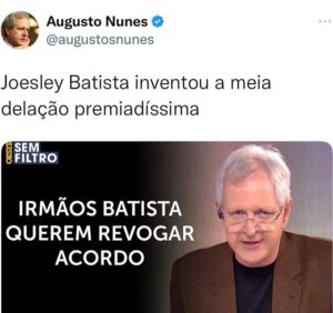 Augusto Nunes Instagram - Link do vídeo nos stories.

#augustonunes #rumble #jornalismo #joesleybatista