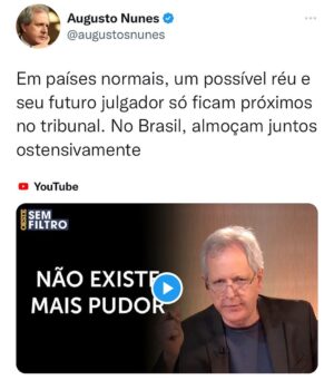 Augusto Nunes Instagram - Link para o vídeo completo nos stories.