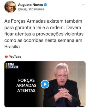 Augusto Nunes Instagram - https://www.youtube.com/embed/b1jKwwTeSYU (link nos stories)