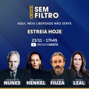 Augusto Nunes Instagram - Temos um encontro marcado para hoje, 24 de novembro. Às 17h45, no canal da @revistaoeste no YouTube, estarei ao lado de Ana Paula Henkel, Guilherme Fiuza e Paula Leal — e junto com todos vocês. É a estreia do #OesteSemFiltro, amigos! Ninguém pode faltar!