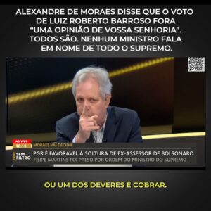 Augusto Nunes Instagram - Alexandre de Moraes disse que o voto de Luiz Roberto Barroso fora “uma opinião de Vossa Senhoria”. Todos são. Nenhum ministro fala em nome de todo o Supremo.

#noticias #jornalismo #brasilia #brasil #revista #informação #novidades