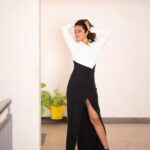 Avika Gor Instagram - Black, White & everything right 🖤🤍 Photography @sudhakar.bichali Stylist @soigne_official_ Outfit @papzclothing Earrings @aadiraabyaarushi