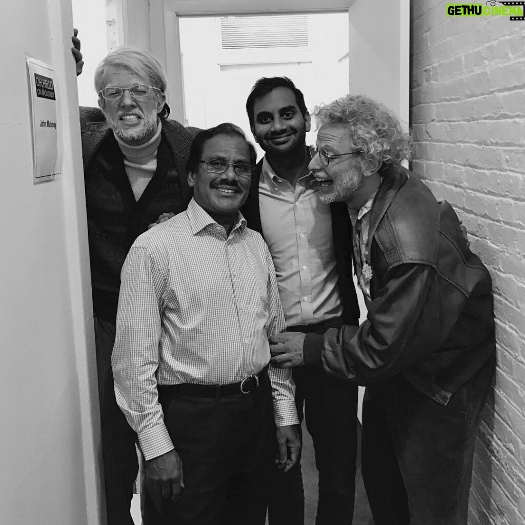 Aziz Ansari Instagram - My dad made his Broadway debut tonight with our good friends George and Gil. Thanks to the Oh Hello boys for having us.