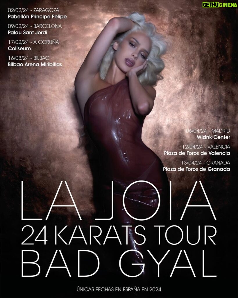 Bad Gyal Instagram - LA JOIA · 24 KARATS TOUR Únicas fechas en España en 2024. Pronto anunciaré más fechas fuera 💞 Por fin se viene os quiero 🥰