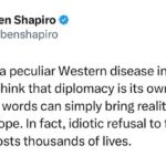 Ben Shapiro Instagram - Saying “two-state solution” over and over does not actually manifest a peace partner with which Israel can make a deal. Foreign policy isn’t Beetlejuice.