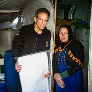 Ben Stiller Instagram - It’s  #InternationalWomensDay.  As men we all owe so much to women. I know I do! In addition to all the important women in my life,  I want to salute Warda. She is a single mother from the rural area of Aleppo, Syria. Her city and home were ravaged by the war. She has 3 children. Warda fled to Lebanon in 2014. She worked in agriculture for some time, earning only $4 dollars a day. Her home was flooded during the recent storm in the Bekaa Valley near the Syrian border, where she lives in an informal settlement camp. She received emergency core relief items from #UNHCR  like the plastic sheeting I’m holding. I spent some time with her and was able to see how focused and resilient she is as a single mother in a tough situation. 
She is an example of the strong and independent women who are the core of families and workforces all over the world. 
#WithRefugees