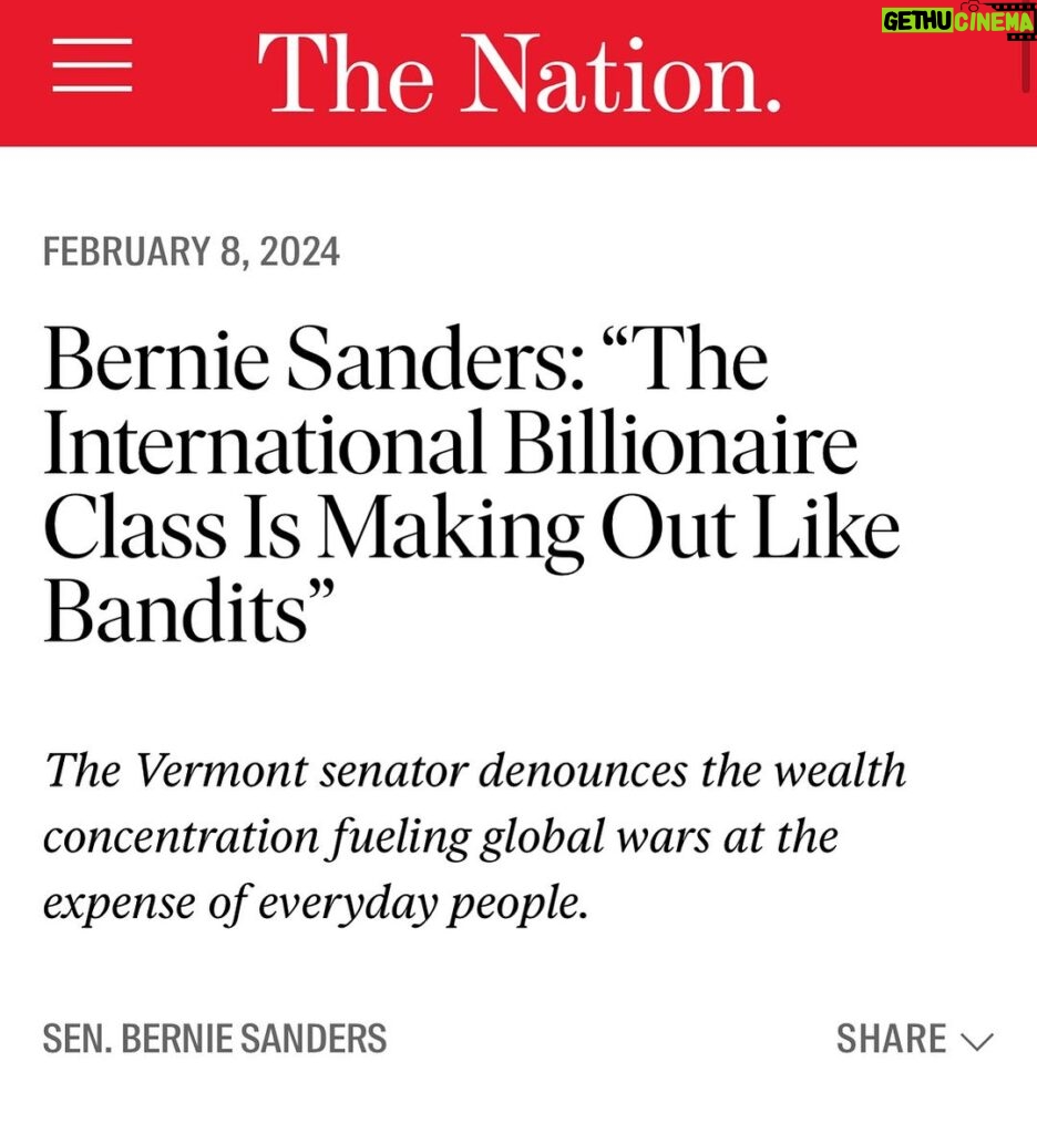 Bernie Sanders Instagram - How can the U.S. condemn Russia’s bombing of civilians in Ukraine as a war crime but fund Netanyahu’s war machine, which has killed thousands? How can we criticize the human rights of Iran & China, but ignore the human rights of the Palestinian people? https://www.thenation.com/article/world/bernie-sanders-speech-center-for-international-policy/