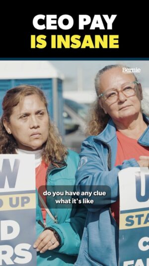Bernie Sanders Instagram - If the big three can afford to give a pay raise of more than 40% to their CEOs, they can provide the same type of pay raise for the autoworkers who make their products.