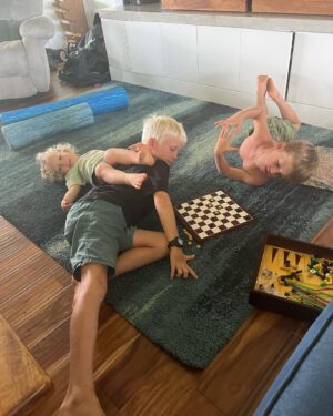Bethany Hamilton Instagram - Photo dump from life lately! 
The brother love is so sweet💛
Raging summer 🌅 
Sweet girl dad moments 💖
Boys making their own food🍽
Snuggles and lots of cards and games! ♣️♥️🤗