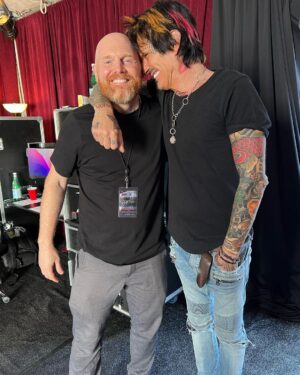 Bill Burr Instagram - Ole Billy Backstage had an incredible time watching Joan Jett, Poison, Motley Crue and Def Leppard KILL IT and Candlestick!!!! @bretmichaelsofficial @tommylee @mrjoebartnick @biancacristovao