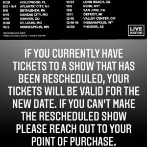 Bill Burr Instagram - Can’t wait to get back on the road! New and rescheduled dates are announced at BILLBURR.COM. New 2021 shows will go on-sale this Friday at 10AM local. 

*Important*
If you currently have tickets to a show that has been rescheduled, your tickets will be valid for the new date. If you can’t make the rescheduled show please reach out to your point of purchase.