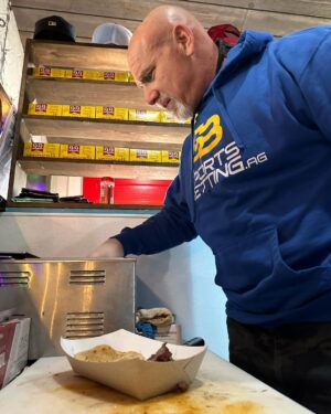 Bill Goldberg Instagram - I guess my boy  took me seriously when I said that I’d work for food!😜 #whosnext @compadres_2020 #bestfoodintexas #bbq @sportsbettingag