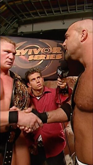 Bill Goldberg Instagram - #Goldberg meets #BrockLesnar at #SurvivorSeries 2003… and the rest is history. 💥 #Goldberg25 #WWEonSonyIndia