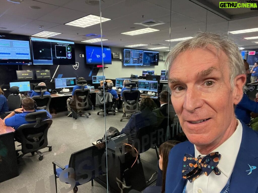 Bill Nye Instagram - In the "fishbowl" watching for #DART to impact Dimorphos and give it a nudge! JHU Applied Physics Laboratory (APL)