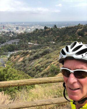 Bill Nye Instagram - On the hill that separates The Valley (like totally) from Hollywood. 🚴‍♂️