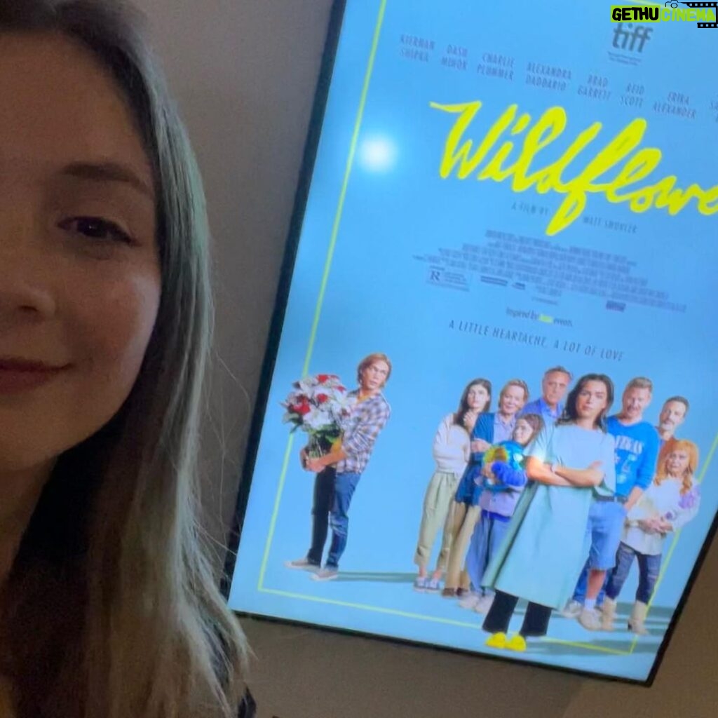 Billie Lourd Instagram - 🌻🍿🌻I got to see #WildflowerMovie on #zebigscreen for the first time last night and could not be more proud to have gotten to be involved in this incredible, heartwarming, funny af, brilliant film. Sorry 4 this blurry selfie I was 2 damn excited to take #properphotos. GO SEE WILDFLOWER IN THEATERS OR STREAM IT ON MARCH 21 OR DO BOTH IF UR A REAL BADDIE!!!!! I love my @morningmoonproductions fam more than any interweb post could ever express!!!