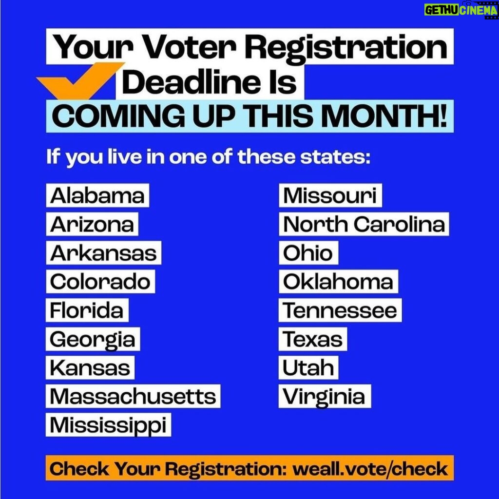 Billy Porter Instagram - Voter reg deadlines incoming! 🚨🗳️🚨 🔁 @whenweallvote 🗣️ IT’S OFFICIALLY FEBRUARY! Let’s get it 😎 Here are ALL the voter registration deadlines coming up this month: 🔹 Monday, 2/5: Arkansas, Tennessee, and Texas 🔹 Friday, 2/9: North Carolina and Oklahoma 🔹 Monday, 2/12: Georgia, Mississippi, and Virginia 🔹 Monday, 2/19: Alabama 🔹 Tuesday, 2/20: Arizona, Florida, Kansas, and Ohio 🔹 Wednesday, 2/21: Missouri (D) 🔹 Friday, 2/23: Utah 🔹 Saturday, 2/24: Massachusetts 🔹 Monday, 2/26: Colorado See your state listed? 👀 Make sure you’re registered and ready in time for this year’s elections at the 🔗 in the @whenweallvote bio