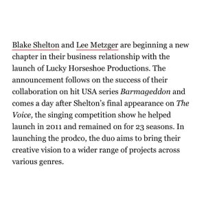 Blake Shelton Instagram - Hell yeah! Really excited to partner with my buddy @leemetzger_ on this new project.. It's been such a blast creating #Barmageddon.. can't wait to keep it going and see what we can also do next! More to come!!!!!!