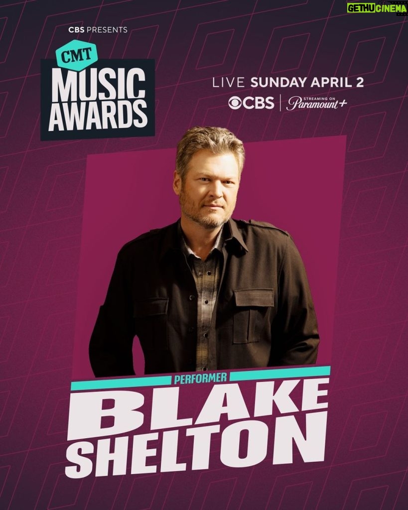 Blake Shelton Instagram - Y'all get ready to scoot some boots at the #CMTAwards! Don't miss Blake's performance of #NoBody and tune-in to see if he takes home the fan-voted award for @cmt "Video Of The Year" Sunday, April 2nd! Link in bio to vote. -Team BS