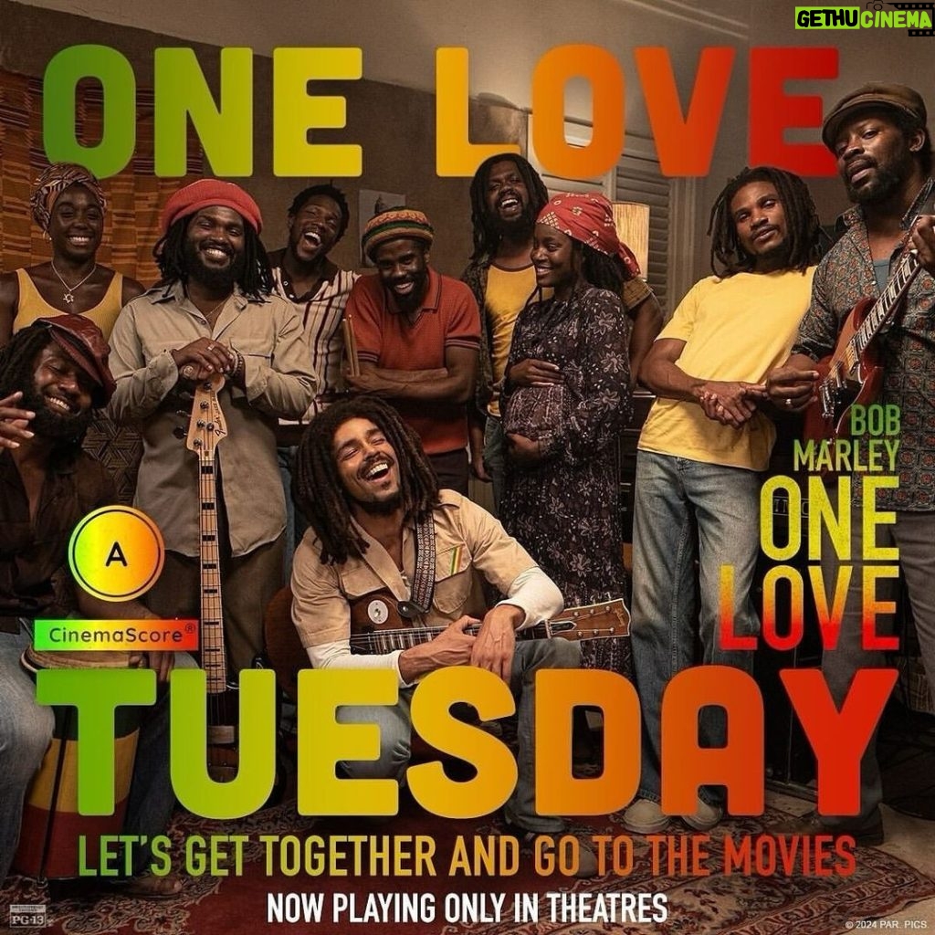 Bob Marley Instagram - Discount Tuesday is here. See ‘#BobMarley: @OneLoveMovie’ — the #1 Movie in the Country! Check your local listings for participating theatres and ticket prices. #BobMarleyMovie #OneLoveMovie