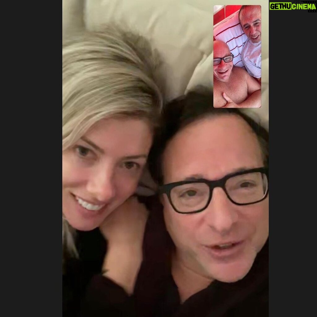 Bob Saget Instagram - It’s good to reach out and talk to friends this weekend. My buddy @therealjeffreyross Facetime’d me with our son, @realgilbert - Gilbert’s stepmom, @eattravelrock equally loved our convo with our comedy family. Check out Jeff’s show tonight @daniaimprov and get @cameo from Gilbert. His voice is very soothing.