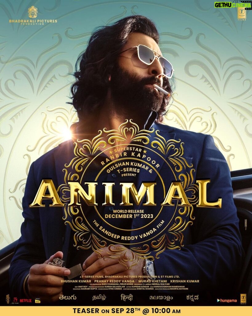 Bobby Deol Instagram - He is elegant 🕶️... He is Wild...🪓 You will see his rage on September 28th. 🤙🏻 #AnimalTeaserOn28thSept @AnimalTheFilm #AnimalOn1stDec @anilskapoor #RanbirKapoor @rashmika_mandanna @tripti_dimri @sandeepreddy.vanga #BhushanKumar @pranayreddyvanga @muradkhetani #KrishanKumar @anilandbhanu @cowvala @tseriesfilms #BhadrakaliPictures @cine1studios @tseries.official @shivchanana @neerajkalyan24 @master_supremesundar @suresh.selvarajan