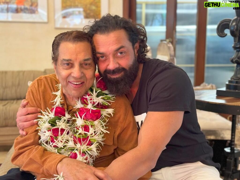 Bobby Deol Instagram - Love you the most Papa❤️❤️❤️❤️❤️❤️❤️❤️ Blessed to be your son! ❤️❤️❤️❤️❤️❤️❤️❤️ #HappyBirthday