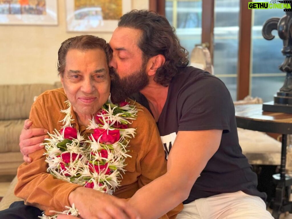 Bobby Deol Instagram - Love you the most Papa❤️❤️❤️❤️❤️❤️❤️❤️ Blessed to be your son! ❤️❤️❤️❤️❤️❤️❤️❤️ #HappyBirthday